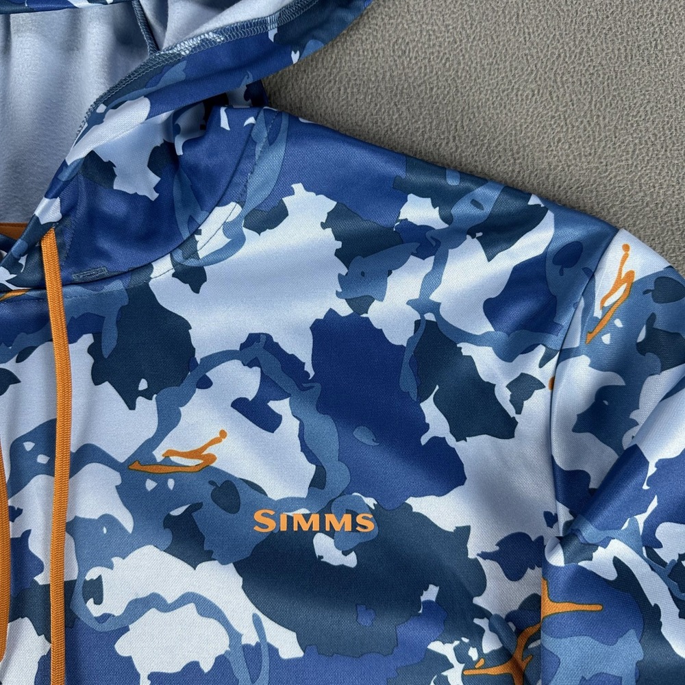 Simms Challenger Hoodie Mens Medium Blue Camo Performance Fishing Outdoor - Picture 4 of 8